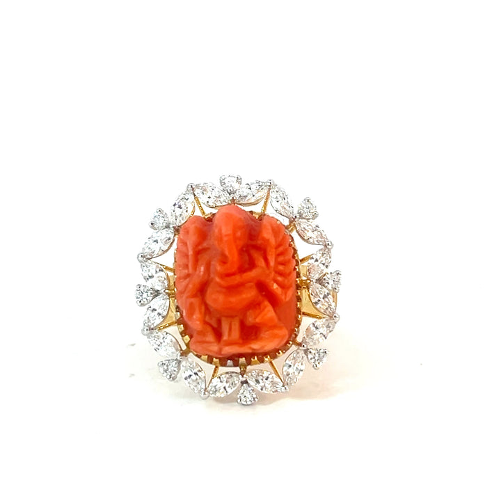 Coral Ganesh Ring