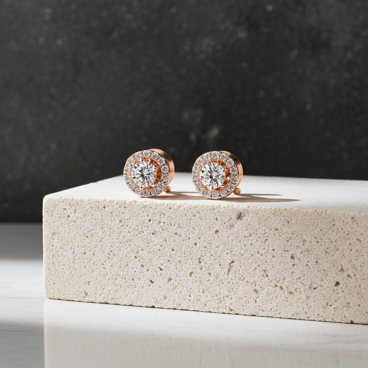 Solitaire Halo Earring