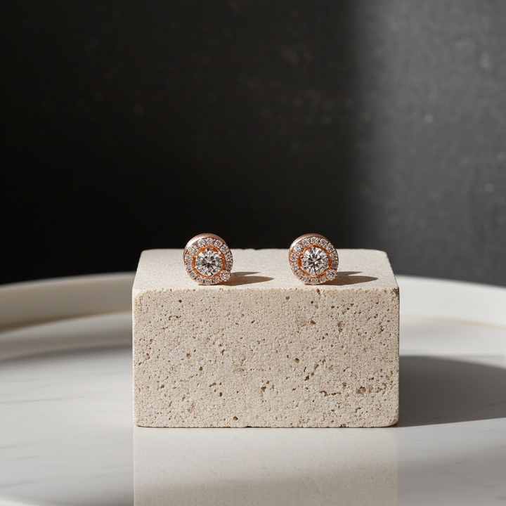Solitaire Halo Earring