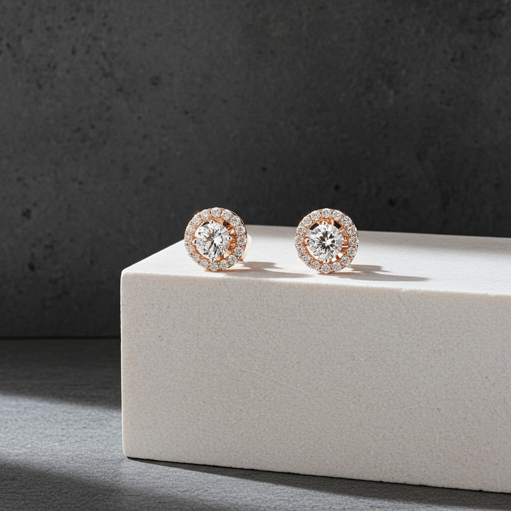 Solitaire Halo Earring