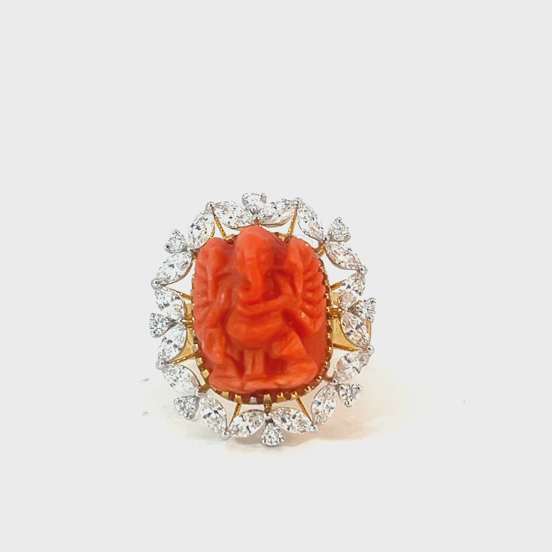 Coral Ganesh Ring